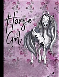 Horse Girl: Purple Floral Composition Notebook - 4x4 Quad Rule: Composition Notebook, 4x4 Quad Rule Graph Paper for School / Work (Paperback)