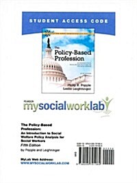 The Policy-Based Profession, Mysocialworklab Student Access Code (Pass Code, 5th)