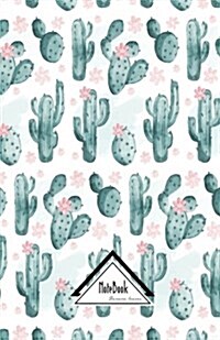 Notebook Journal Bullet Dotted Grid, Graph Line: Light Pink Nature Green Cactus Watercolor Pattern: Journal to Write In, Small Pocket Notebook Journal (Paperback)