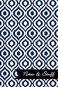 Notes & Stuff - Navy Blue Lined Notebook in Ikat Pattern: Soft Cover, 6 X 9 Journal, 190 Pages (Paperback)