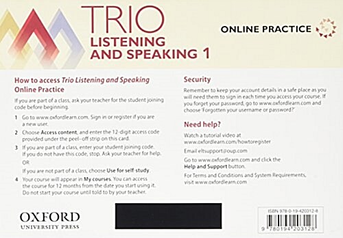 Trio Listening and Speaking Level One Online Practice Access Code Card (Other)
