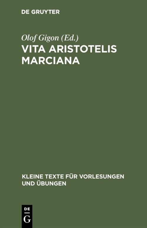 Vita Aristotelis Marciana (Hardcover, Reprint 2017)