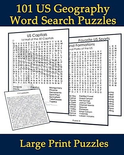 101 Us Geography Word Search Puzzles: Large Print Brain Building Entertainment (Paperback)