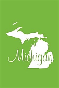 Michigan - Lime Green Lined Notebook with Margins: 101 Pages, Medium Ruled, 6 X 9 Journal, Soft Cover (Paperback)