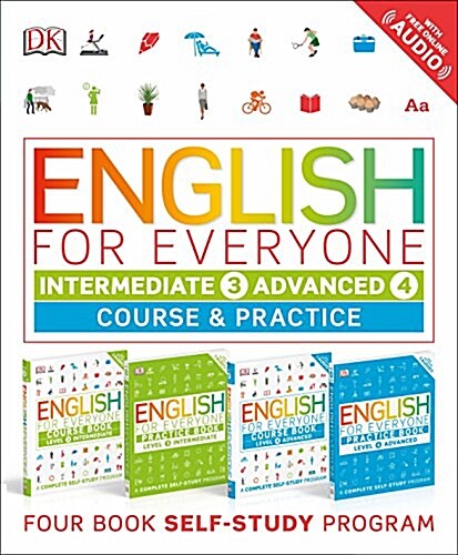English for Everyone: Intermediate and Advanced Box Set: Course and Practice Books--Four-Book Self-Study Program (Paperback)