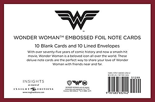 DC Comics: Wonder Woman Embossed Foil Note Cards (Paperback)