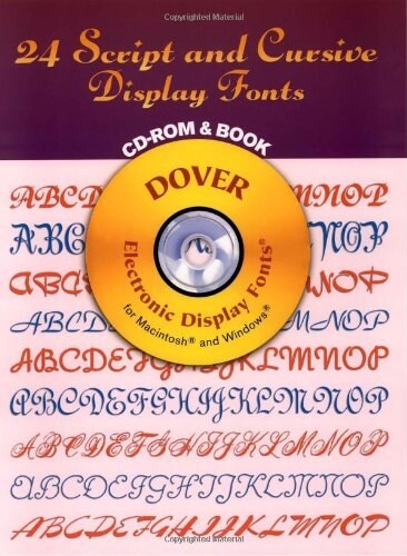 24 Script and Cursive Display Fonts CD-ROM and Book (Other)