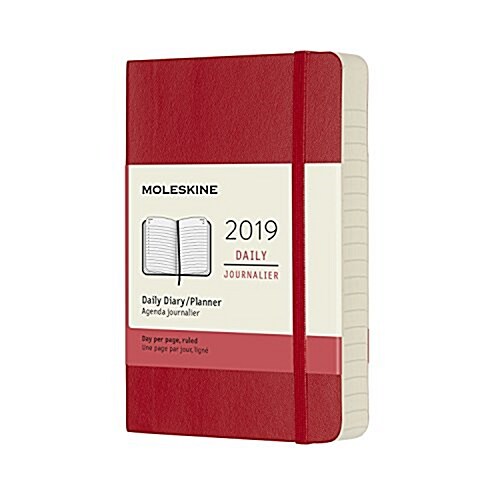 Moleskine 2019 12m Daily, Pocket, Daily, Red Scarlet, Soft Cover (3.5 X 5.5) (Desk)