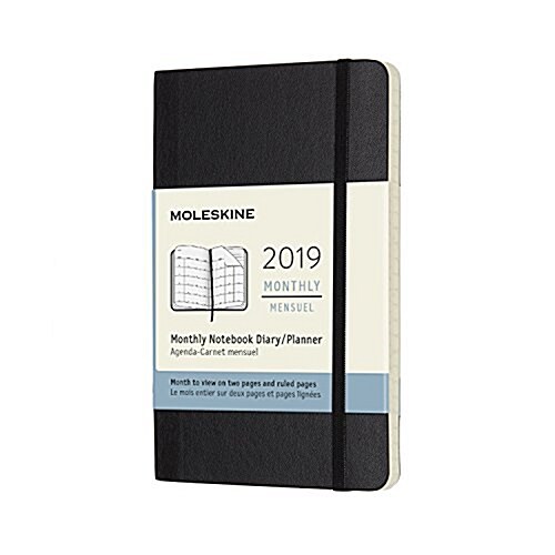 Moleskine 2019 12m Monthly, Pocket, Monthly, Black, Soft Cover (3.5 X 5.5) (Desk)
