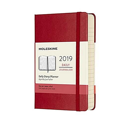 Moleskine 2019 12m Daily, Pocket, Daily, Red Scarlet, Hard Cover (3.5 X 5.5) (Desk)