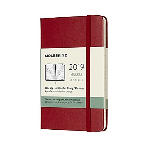 Moleskine 2019 12m Weekly Horizontal, Pocket, Weekly Horizontal, Red Scarlet, Hard Cover (3.5 X 5.5) (Desk)