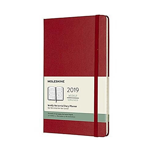 Moleskine 2019 12m Weekly Horizontal, Large, Weekly Horizontal, Red Scarlet, Hard Cover (5 X 8.25) (Desk)