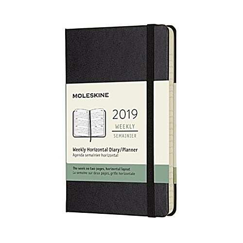 Moleskine 2019 12m Weekly Horizontal, Pocket, Weekly Horizontal, Black, Hard Cover (3.5 X 5.5) (Desk)