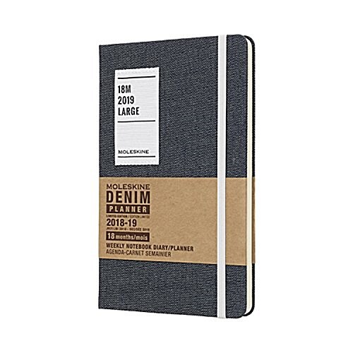 Moleskine 2018-2019 18m Limited Edition Denim Weekly Notebook, Large, Weekly Notebook, Black Large, Hard Cover (5 X 8.25) (Other)