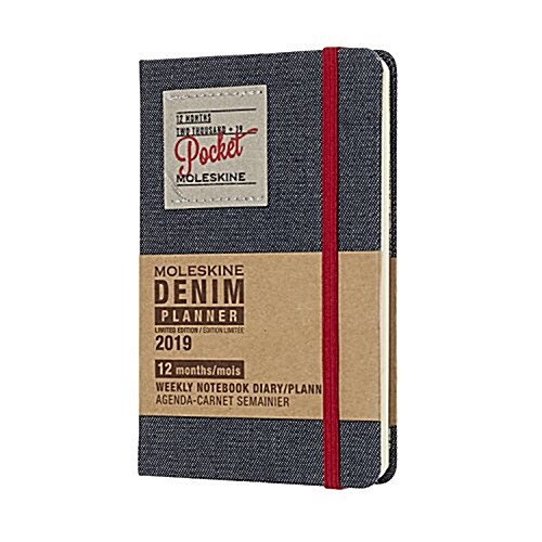 Moleskine 2019 12m Limited Edition Denim Weekly Notebook, Pocket, Weekly Notebook, Black Pocket, Hard Cover (3.5 X 5.5) (Desk)