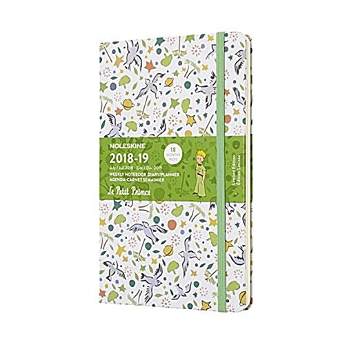 Moleskine 2018-2019 18m Limited Edition Petit Prince Weekly Notebook, Large, Weekly Notebook, Pattern White, Hard Cover (5 X 8.25) (Desk)