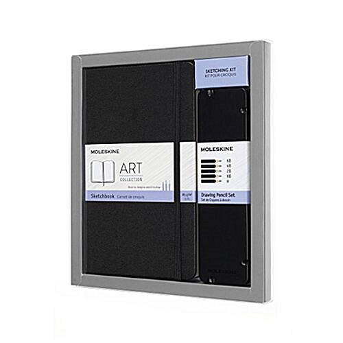 Moleskine Art Collection Sketching Kit - Sketchbook Large + Drawing Pencils Set, Large, Plain, Black, Hard Cover (5 X 8.25) (Other)