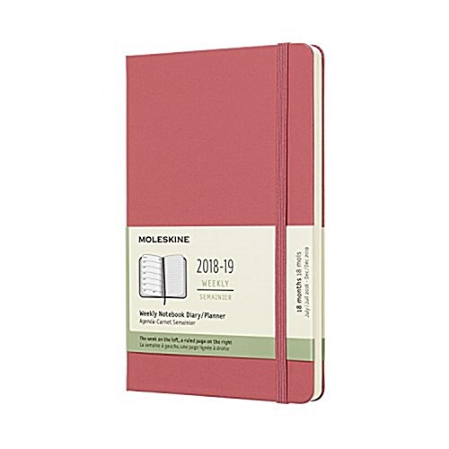 Moleskine 2018-2019 18m Weekly Notebook, Large, Weekly Notebook, Pink Daisy, Hard Cover (5 X 8.25) (Desk)