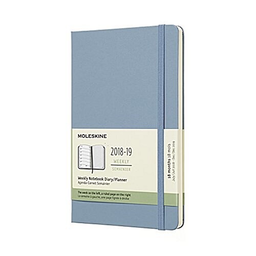 Moleskine 2018-2019 18m Weekly Notebook, Large, Weekly Notebook, Blue Cinder, Hard Cover (5 X 8.25) (Desk)