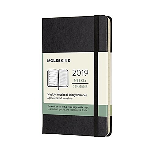 Moleskine 2019 12m Weekly Notebook, Pocket, Weekly Notebook, Black, Hard Cover (3.5 X 5.5) (Desk)