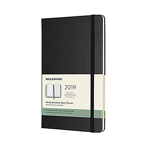 Moleskine 2019 12m Weekly Notebook, Large, Weekly Notebook, Black, Hard Cover (5 X 8.25) (Desk)