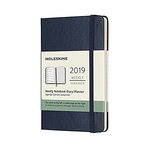 Moleskine 2019 12m Weekly Notebook, Pocket, Weekly Notebook, Blue Sapphire, Hard Cover (3.5 X 5.5) (Desk)