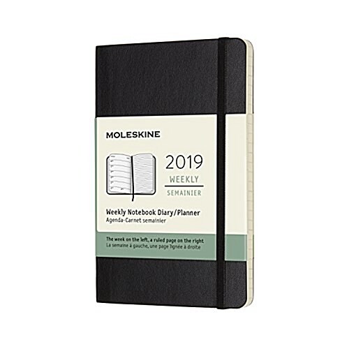 Moleskine 2019 12m Weekly Notebook, Pocket, Weekly Notebook, Black, Soft Cover (3.5 X 5.5) (Desk)