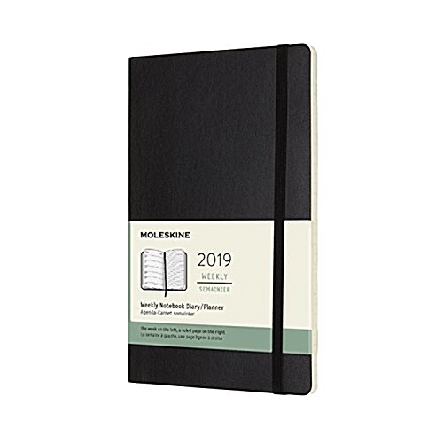 Moleskine 2019 12m Weekly Notebook, Large, Weekly Notebook, Black, Soft Cover (5 X 8.25) (Desk)