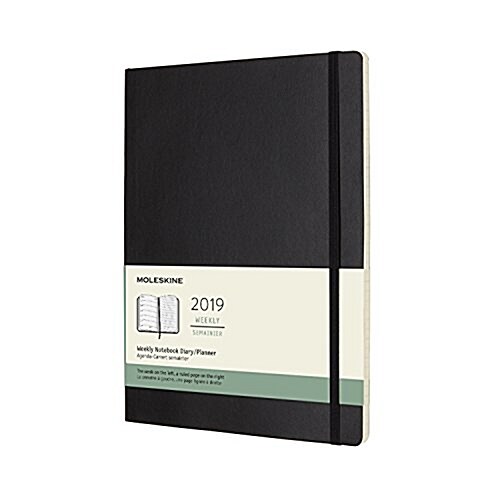 Moleskine 2019 12m Weekly Notebook, Extra Large, Weekly Notebook, Black, Soft Cover (7.5 X 9.75) (Desk)