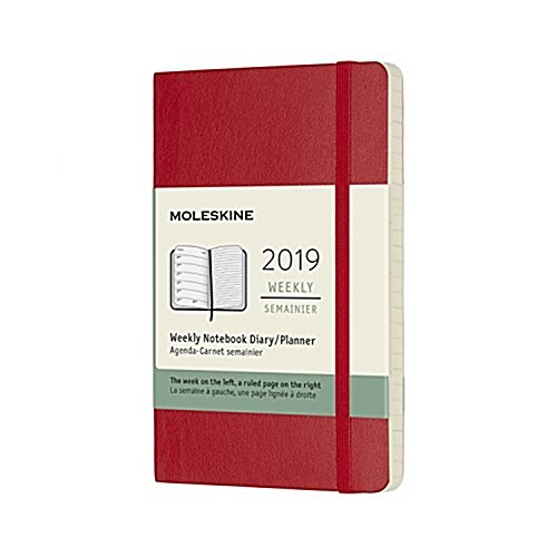 Moleskine 2019 12m Weekly Notebook, Pocket, Weekly Notebook, Red Scarlet, Soft Cover (3.5 X 5.5) (Desk)