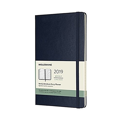 Moleskine 2019 12m Weekly Notebook, Large, Weekly Notebook, Blue Sapphire, Hard Cover (5 X 8.25) (Desk)