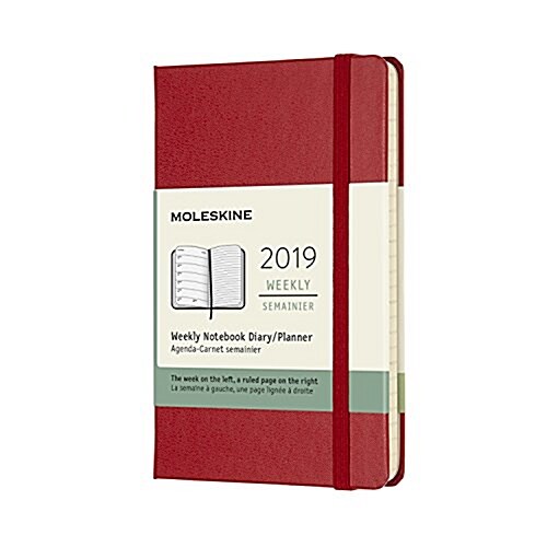 Moleskine 2019 12m Weekly Notebook, Pocket, Weekly Notebook, Red Scarlet, Hard Cover (3.5 X 5.5) (Desk)