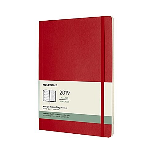 Moleskine 2019 12m Weekly Notebook, Extra Large, Weekly Notebook, Red Scarlet, Soft Cover (7.5 X 9.75) (Desk)