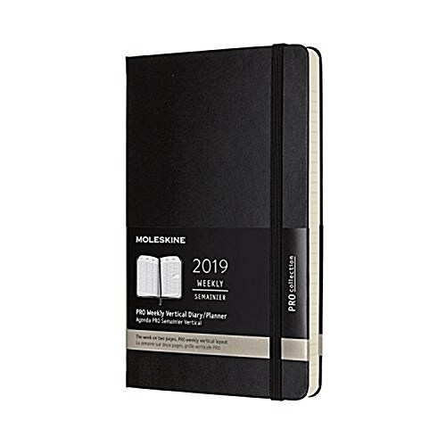 Moleskine 2019 12m Pro Weekly Vertical, Large, Weekly Notebook, Black, Hard Cover (5 X 8.25) (Desk)
