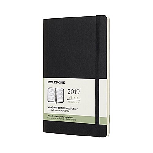 Moleskine 2019 12m Weekly Horizontal, Large, Weekly Horizontal, Black, Soft Cover (5 X 8.25) (Desk)