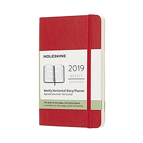 Moleskine 2019 12m Weekly Horizontal, Pocket, Weekly Horizontal, Red Scarlet, Soft Cover (3.5 X 5.5) (Desk)