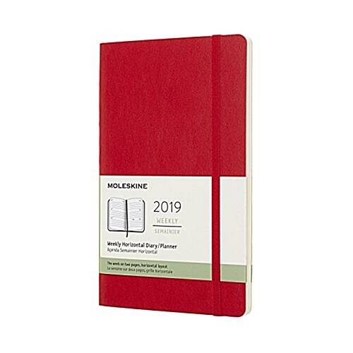 Moleskine 2019 12m Weekly Horizontal, Large, Weekly Horizontal, Red Scarlet, Soft Cover (5 X 8.25) (Desk)
