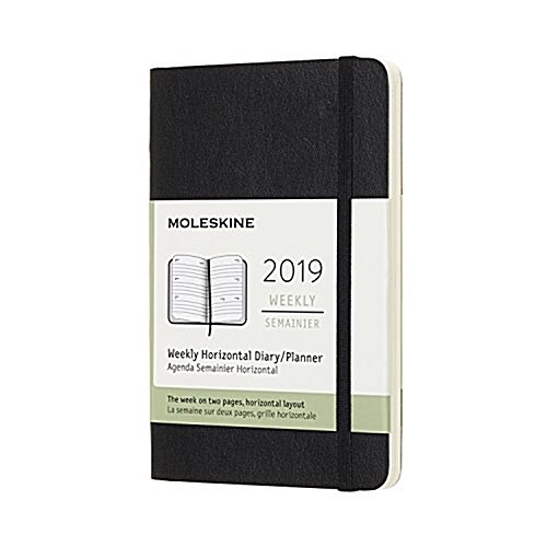Moleskine 2019 12m Weekly Horizontal, Pocket, Weekly Horizontal, Black, Soft Cover (3.5 X 5.5) (Desk)