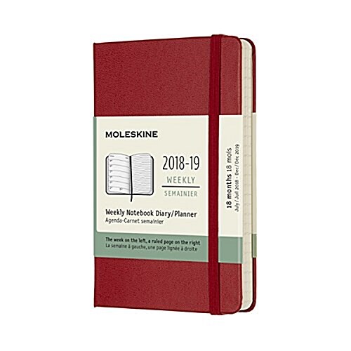 Moleskine 2018-2019 18m Weekly Notebook, Pocket, Weekly Notebook, Red Scarlet, Hard Cover (3.5 X 5.5) (Desk)