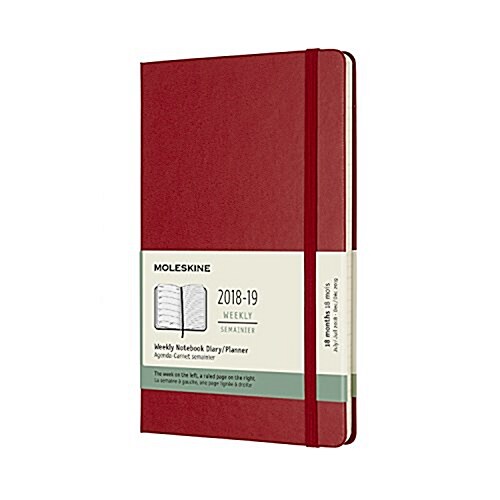 Moleskine 2018-2019 18m Weekly Notebook, Large, Weekly Notebook, Red Scarlet, Hard Cover (5 X 8.25) (Desk)