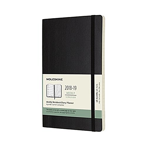 Moleskine 2018-2019 18m Weekly Notebook, Large, Weekly Notebook, Black, Soft Cover (5 X 8.25) (Desk)