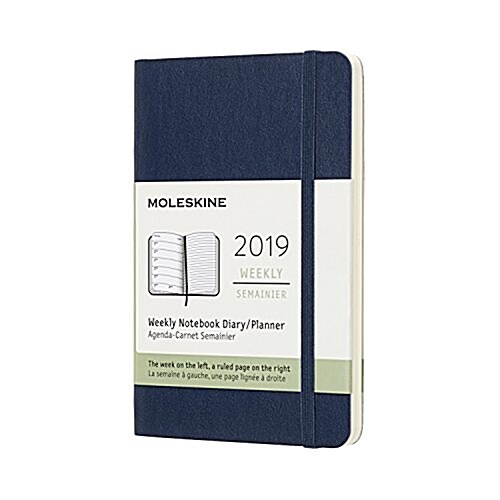 Moleskine 2019 12m Weekly Notebook, Pocket, Weekly Notebook, Blue Sapphire, Soft Cover (3.5 X 5.5) (Desk)