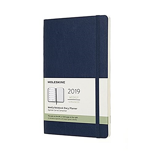 Moleskine 2019 12m Weekly Notebook, Large, Weekly Notebook, Blue Sapphire, Soft Cover (5 X 8.25) (Desk)