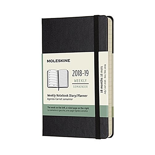 Moleskine 2018-2019 18m Weekly Notebook, Pocket, Weekly Notebook, Black, Hard Cover (3.5 X 5.5) (Desk)