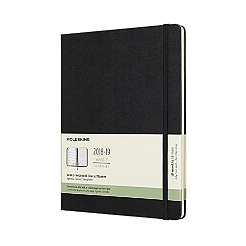 Moleskine 2018-2019 18m Weekly Notebook, Extra Large, Weekly Notebook, Hard Black, Hard Cover (7.5 X 9.75) (Desk)