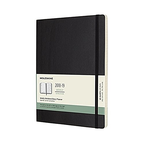 Moleskine 2018-2019 18m Weekly Notebook, Extra Large, Weekly Notebook, Black, Soft Cover (7.5 X 9.75) (Desk)
