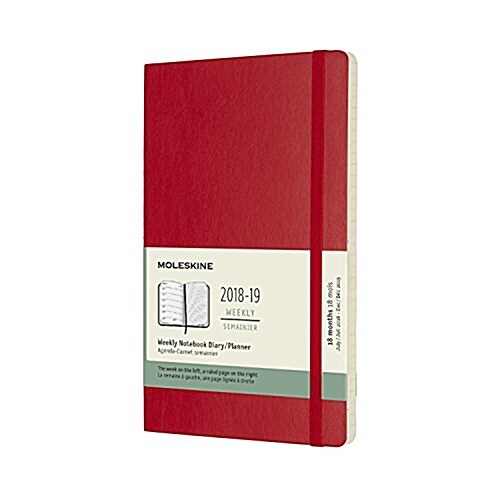 Moleskine 2018-2019 18m Weekly Notebook, Large, Weekly Notebook, Cover Soft Red Scarlet, Soft Cover (5 X 8.25) (Desk)