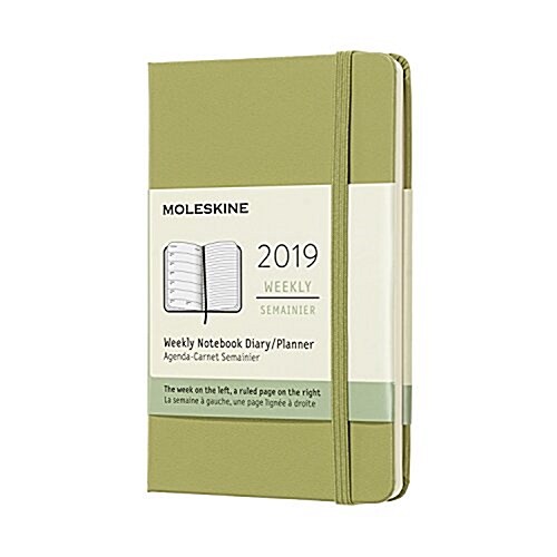 Moleskine 2019 12m Weekly Notebook, Pocket, Weekly Notebook, Green Lichen, Hard Cover (3.5 X 5.5) (Desk)
