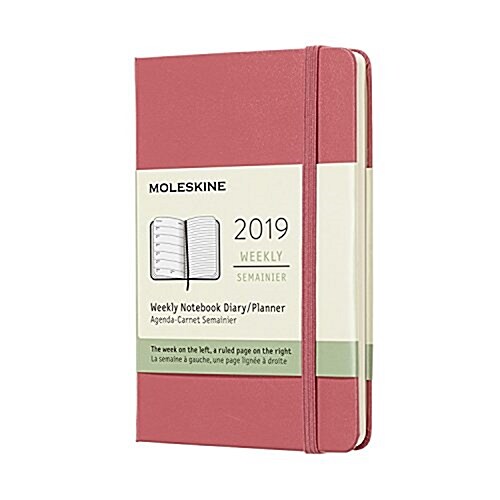 Moleskine 2019 12m Weekly Notebook, Pocket, Weekly Notebook, Pink Daisy, Hard Cover (3.5 X 5.5) (Desk)