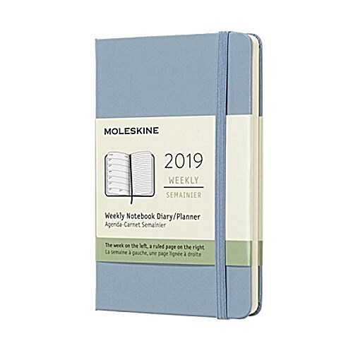 Moleskine 2019 12m Weekly Notebook, Pocket, Weekly Notebook, Blue Cinder, Hard Cover (3.5 X 5.5) (Desk)